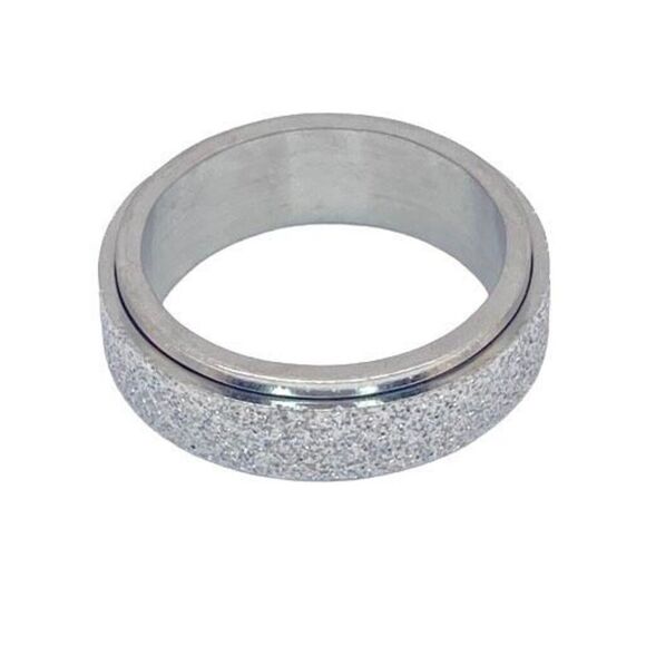 Silver sparkle fidget spinner ring size 5 - Picture 1 of 4